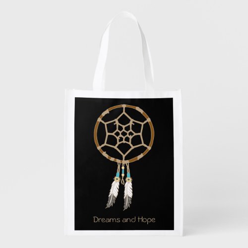 Dream Catcher Illustration with Custom Text Option Grocery Bag