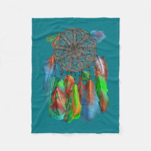Dream catcher in red &green colors fleece blanket