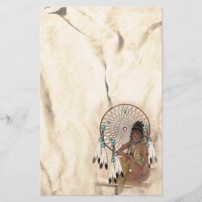 Dream Catcher  Indian Maiden Native American  Stat (Front)