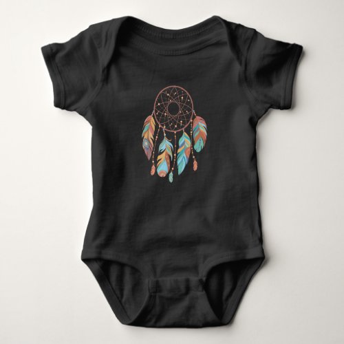 Dream Catcher Native American Feathers Tribal Drea Baby Bodysuit