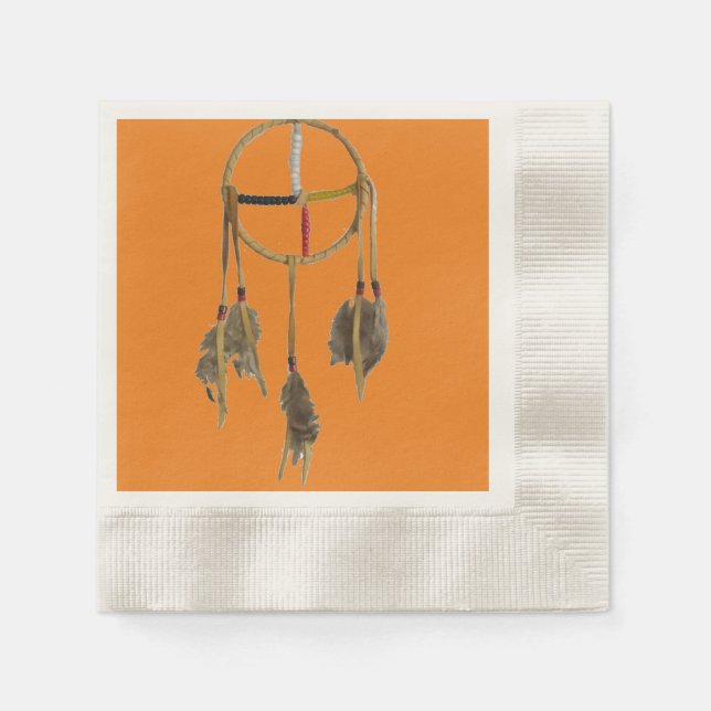 Dream Catcher Orange Paper Napkin (Front)