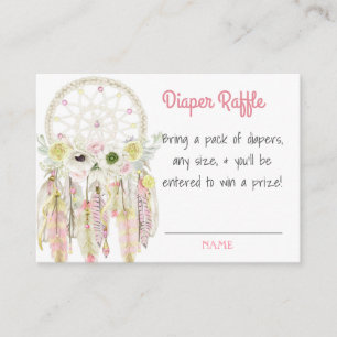 Dream Catcher Pink Baby Shower Diaper Raffle Enclosure Card