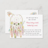 Dream Catcher Pink Yellow Baby Shower Book Request Enclosure Card (Front/Back)