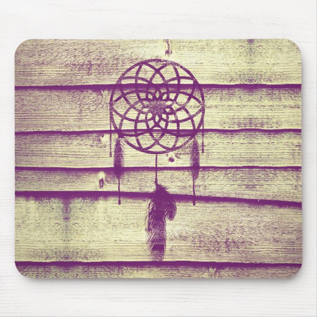 Dream Catcher Purple Wood Mouse Pad (Front)