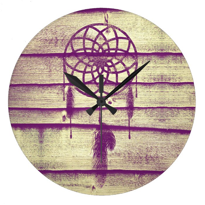 Dream Catcher Purple Wood Wallclock