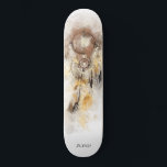 *~* Dream Catcher Sacred Boho Tribal Shamanic Skateboard<br><div class="desc">* Western BOHO American Watercolor Abstract Dream Catcher Journey with lovely Feathers as a Shamanic symbol for a Native American Spiritual Healer or BOHEMIAM design. * . *** The colors are mostly SOFT EGGPLANT AND PEACH on WHITE. This spirit based esoteric popular boho creative abstract modern dreamcatcher and feathers design...</div>