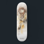*~* Dream Catcher Sacred Boho Tribal Shamanic Skateboard<br><div class="desc">* Western BOHO American Watercolor Abstract Dream Catcher Journey with lovely Feathers as a Shamanic symbol for a Native American Spiritual Healer or BOHEMIAM design. * . *** The colors are mostly SOFT EGGPLANT AND PEACH on WHITE. This spirit based esoteric popular boho creative abstract modern dreamcatcher and feathers design...</div>