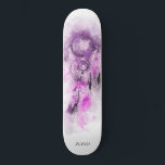 *~* Dream Catcher . Sacred Boho Tribal Shamanic Skateboard<br><div class="desc">* Western BOHO American Watercolor Abstract Dream Catcher Journey with lovely Feathers as a Shamanic symbol for a Native American Spiritual Healer or BOHEMIAM design. * . *** The colors are mostly PURPLE and MAGENTA on WHITE. This spirit based esoteric popular boho creative abstract modern dreamcatcher and feathers design will...</div>