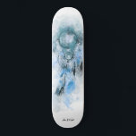 *~* Dream Catcher Sacred Tribal Shamanic Boho  Skateboard<br><div class="desc">* Western BOHO American Watercolor Abstract Dream Catcher Journey with lovely Feathers as a Shamanic symbol for a Native American Spiritual Healer or BOHEMIAM design. * . *** The colors are mostly MUTE TEAL and TURQUOISE on WHITE. This spirit based esoteric popular boho creative abstract modern dreamcatcher and feathers design...</div>