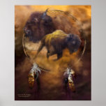 Dream Catcher Series-Spirit Of The Brown Buffalo Poster