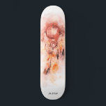 *~* Dream Catcher Shaman Sacred Tribal . Shamanic Skateboard<br><div class="desc">* Western BOHO American Watercolor Abstract Dream Catcher Journey with lovely Feathers as a Shamanic symbol for a Native American Spiritual Healer or BOHEMIAM design. * . *** The colors are Pink stain as well as RUST , PEACH , Salmon and gray. This spirit based esoteric popular boho creative abstract...</div>