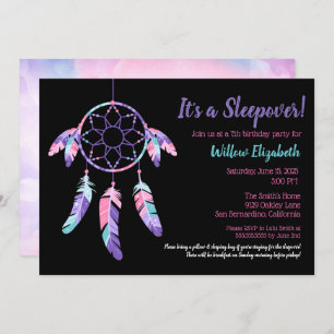 Dream Catcher Sleepover Kids Birthday Party Invitation