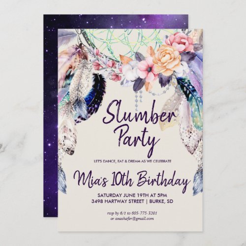 Dream_catcher Slumber Party Invitation