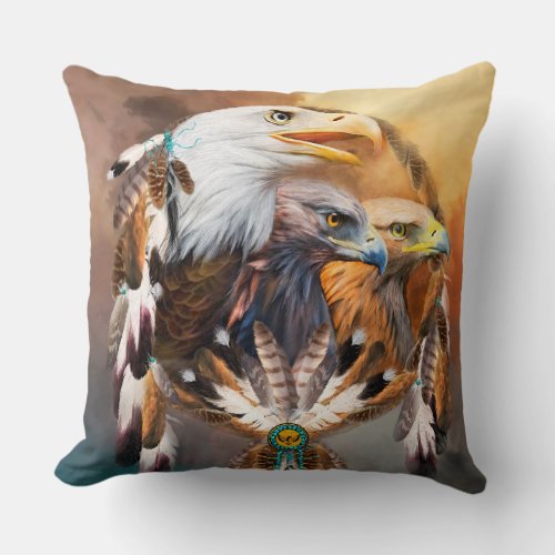 Dream Catcher _ Three Eagles Art Designer Pillow