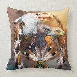 Dream Catcher - Three Eagles Art Designer Pillow