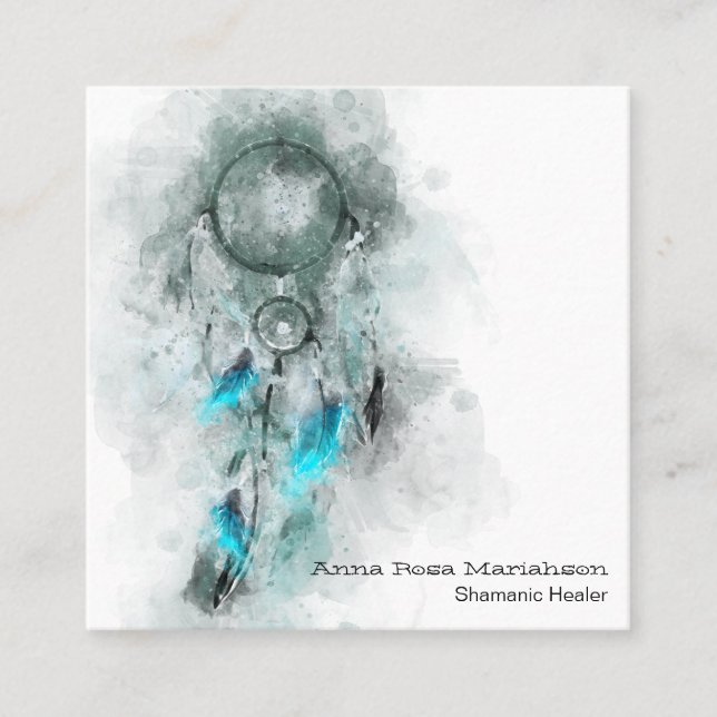 *~*  Dream Catcher Tribal Sacred Shamen Shamanic Square Business Card (Front)