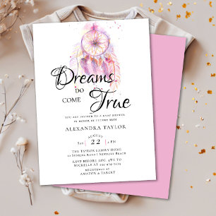 Dream Catcher Watercolor Pink Girl Baby Shower Invitation