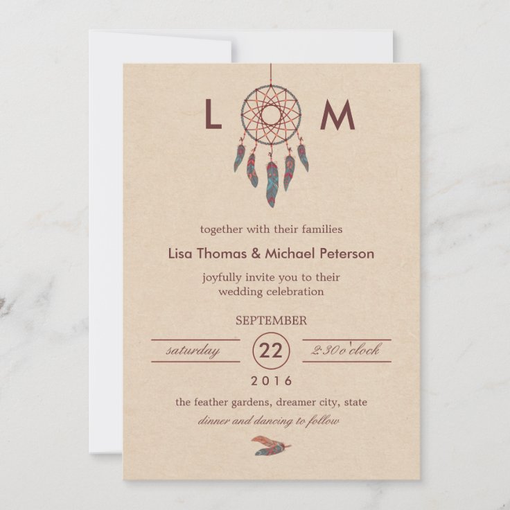 Dream Catcher Wedding Invitation | Zazzle