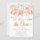 Dream Catcher Wild One 1st Birthday Boho Floral Invitation (Front)