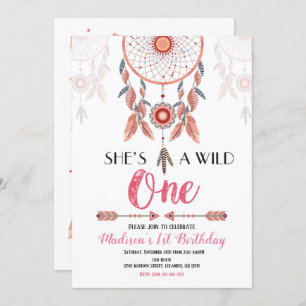 Dream Catcher Wild One 1st Birthday Invitation