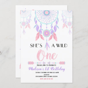 Dream Catcher Wild One 1st Birthday Invitation