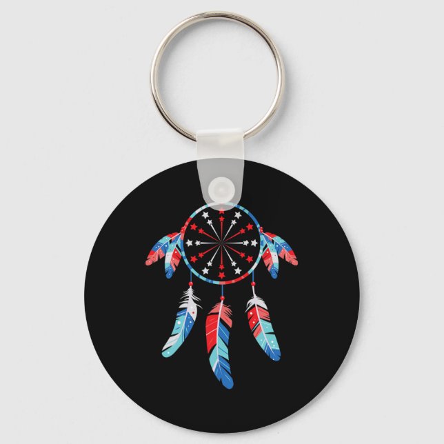 Dream Catcher Wind Chimes 4TH Of July Keychain (Front)