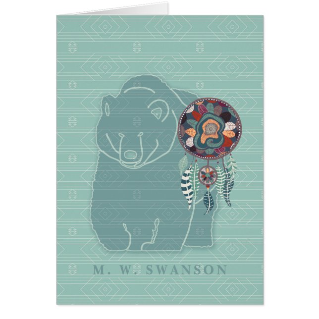 Dream Catcher with Green Bear Native American Cards (Front)