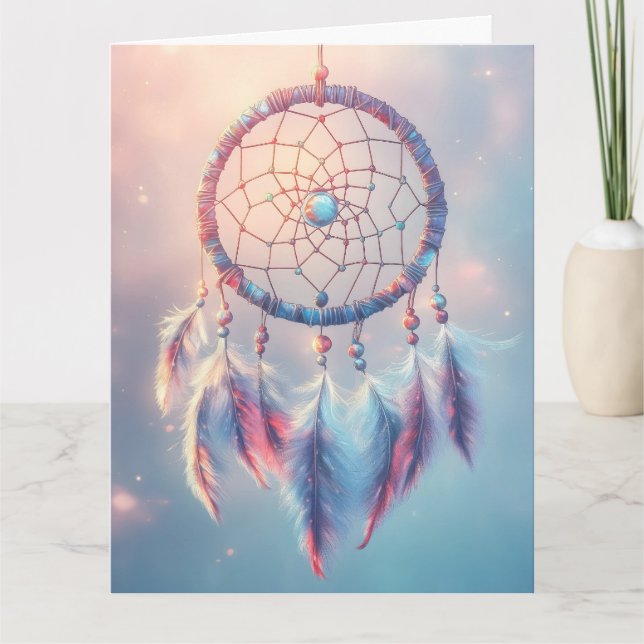 Dream Catcher with Soft Feathers and Beads Card (Front)