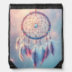 Dream Catcher with Soft Feathers and Beads Drawstring Bag