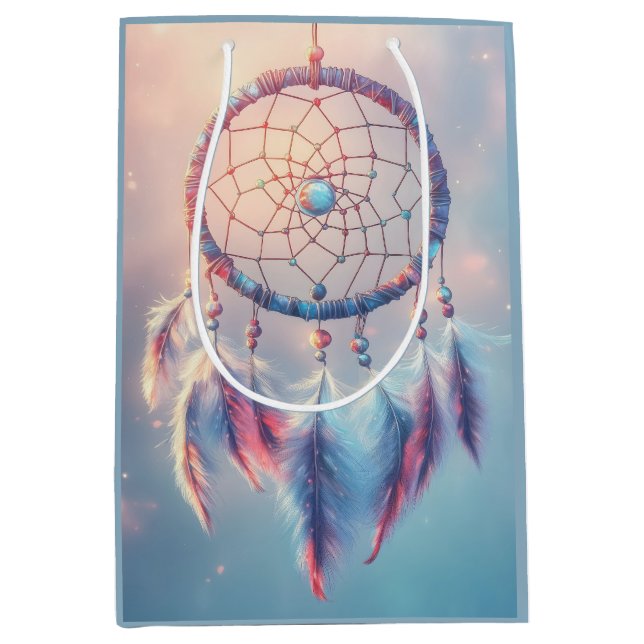 Dream Catcher with Soft Feathers and Beads Medium Gift Bag (Front)