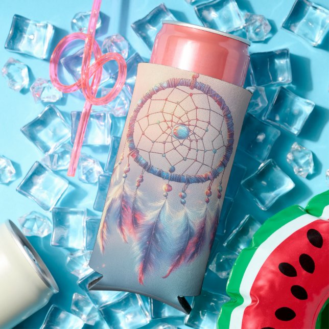 Dream Catcher with Soft Feathers and Beads Seltzer Can Cooler (In Situ Summer)