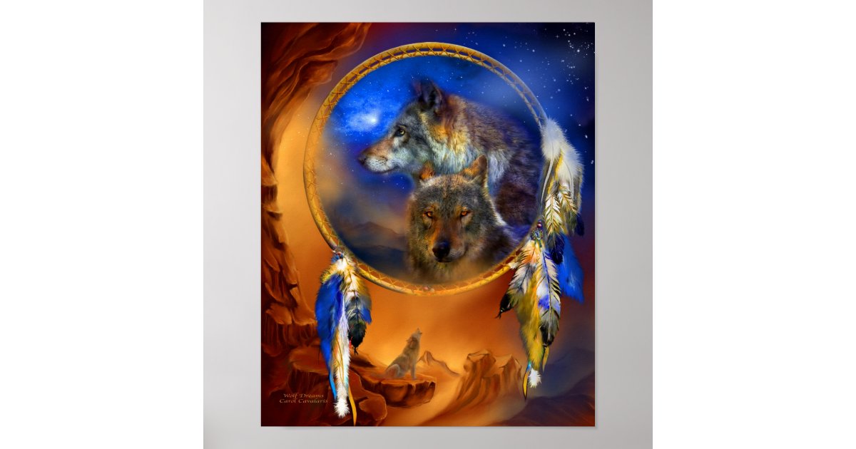 Dream Catcher - Wolf Dreams Art Poster/Print Poster | Zazzle