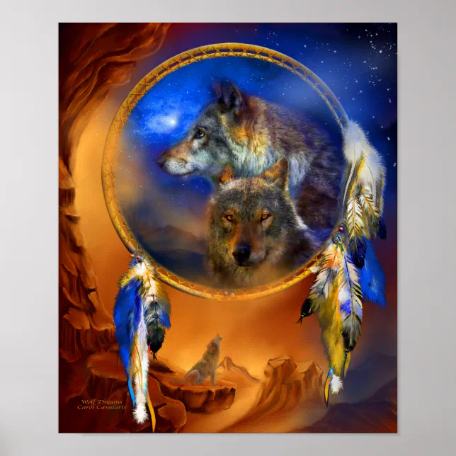 Dream Catcher - Wolf Dreams Art Poster/Print Poster | Zazzle