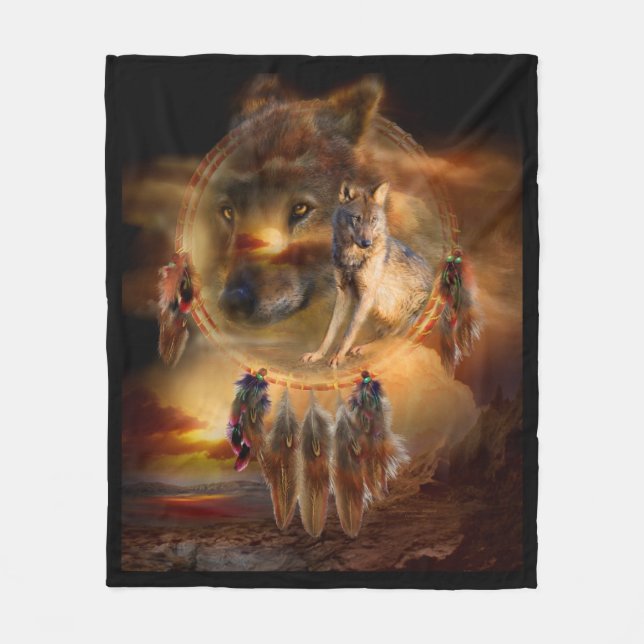 Dream Catcher - Wolfland Art Fleece Blanket (Front)