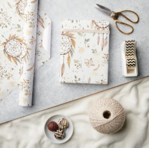 Dream Catchers Feathers Birthday Wrapping Paper
