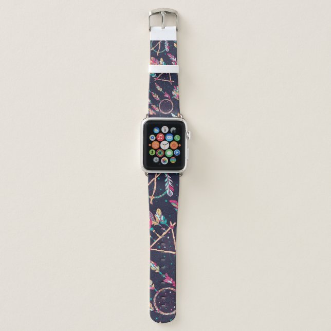 Dream catchers: vintage seamless pattern. apple watch band (Front)