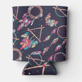 Dream catchers: vintage seamless pattern. can cooler