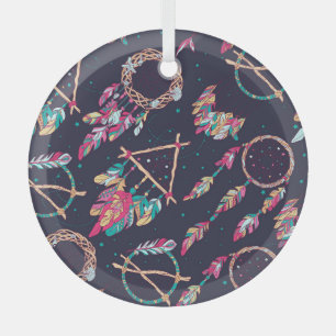 Dream catchers: vintage seamless pattern. glass ornament