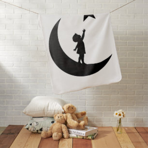 Dream Chaser Cute Minimalist Moon and Star Design Baby Blanket