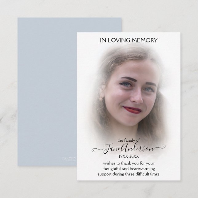 Dream Cloud Sympathy Funeral Photo Thank You Card (Front/Back)