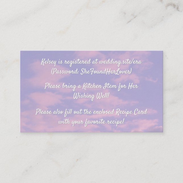 Dream Clouds Lover Bridal Shower Enclosure Card (Front)