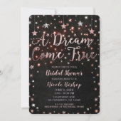 Dream Come True Black Rose Gold Bridal Shower Invitation (Front)