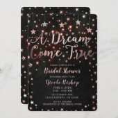Dream Come True Black Rose Gold Bridal Shower Invitation (Front/Back)