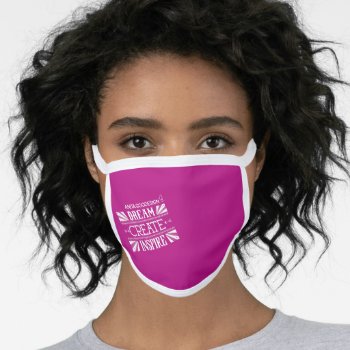 Dream Create Inspire In Pink Cotton & Poly Blend F Face Mask by AnitaGoodesign at Zazzle