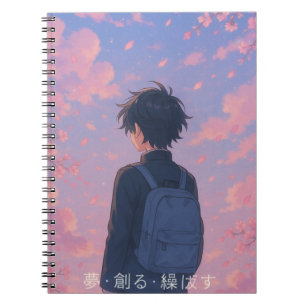 Dream Create Repeat – Aesthetic Anime with cherry Notebook