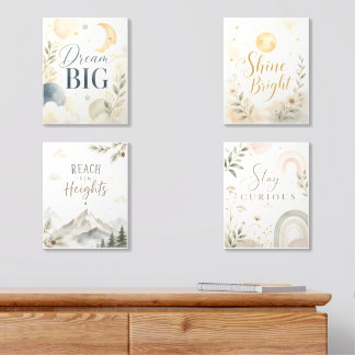 Dream & Discover Collection | 4 Nursery Wall Art Acrylic Photo Tile