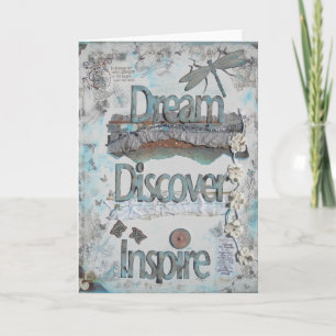 Dream Discover Inspire Typography With Dragonfly Card