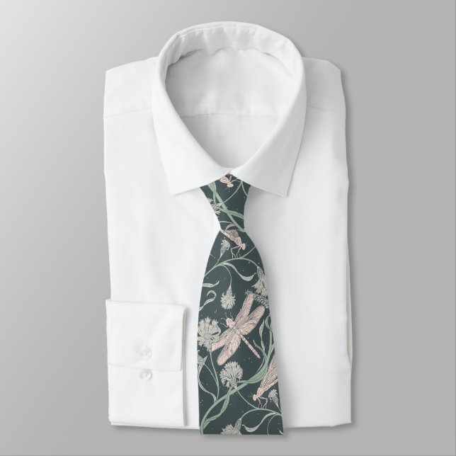 Dream Dragonfly Cornflower, Stars, Chevron  Neck Tie (Tied)