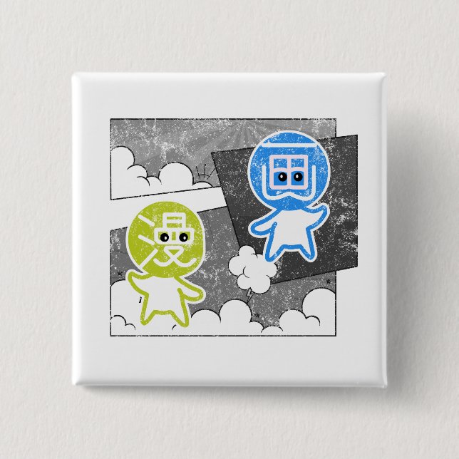 Dream & Draw – Manga × Illustration Cute Mascots Button (Front)