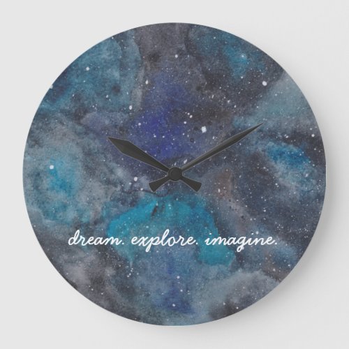 Dream Explore Imagine Inspirational Galaxy Space Large Clock